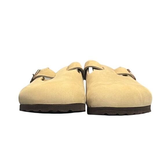 Birkenstock Boston Unisex Clogs Beige Suede Leather L8/M6 Boho Hippie Summer - Picture 6 of 15